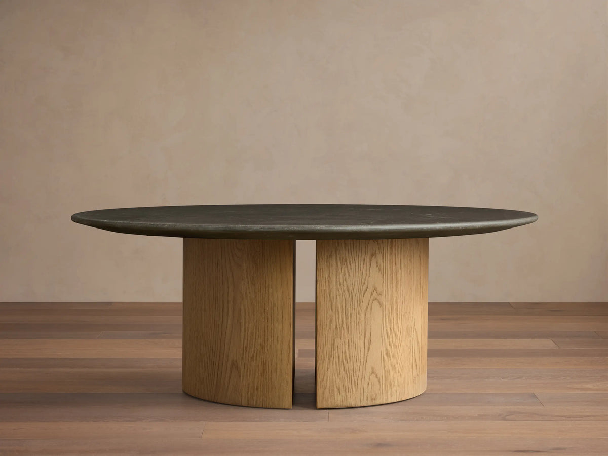 Saint Germain Round Stone Coffee Table with Dauphine Base