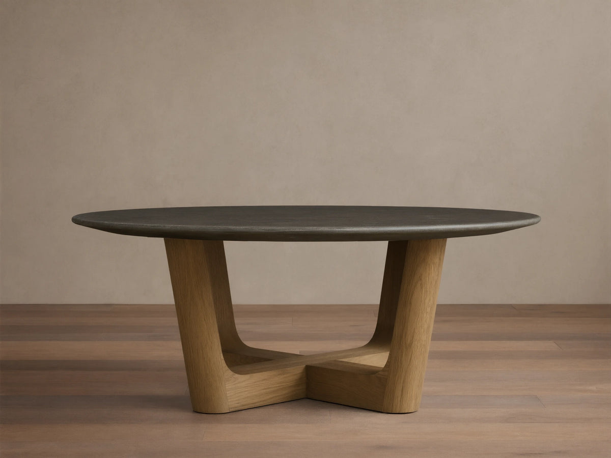 Saint Germain Round Stone Coffee Table with Rennes Base