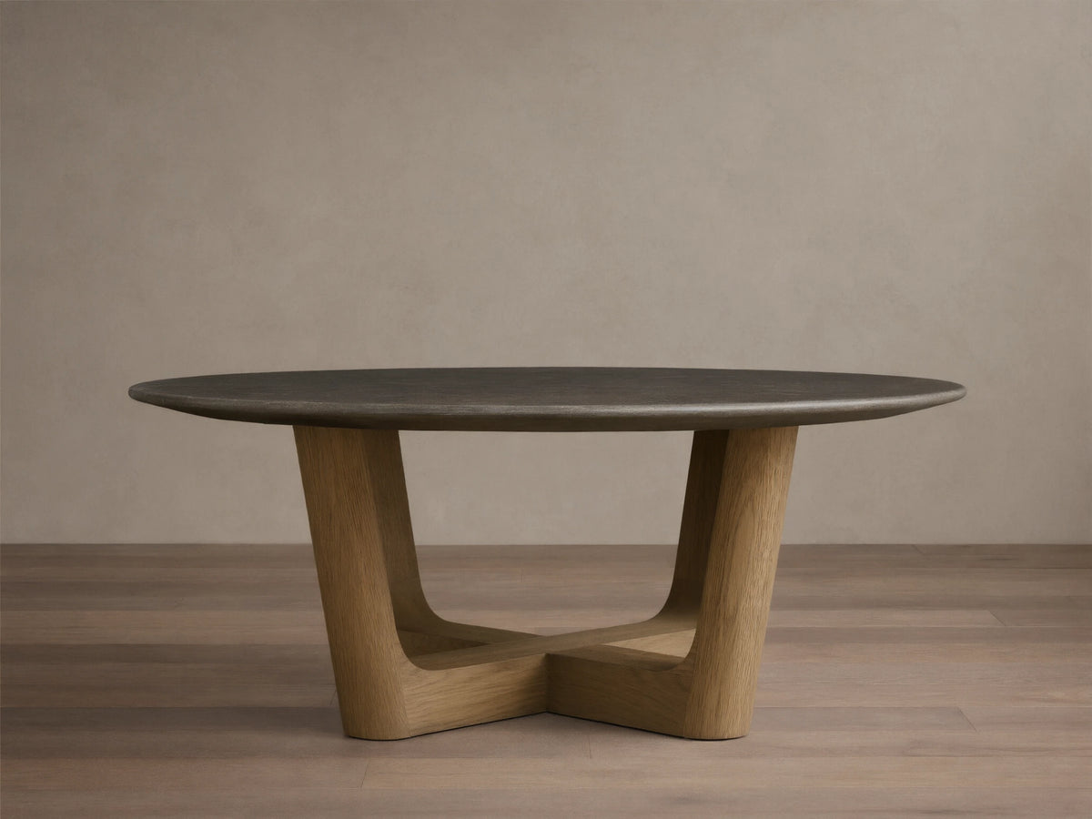 Saint Germain Round Stone Coffee Table with Rennes Base