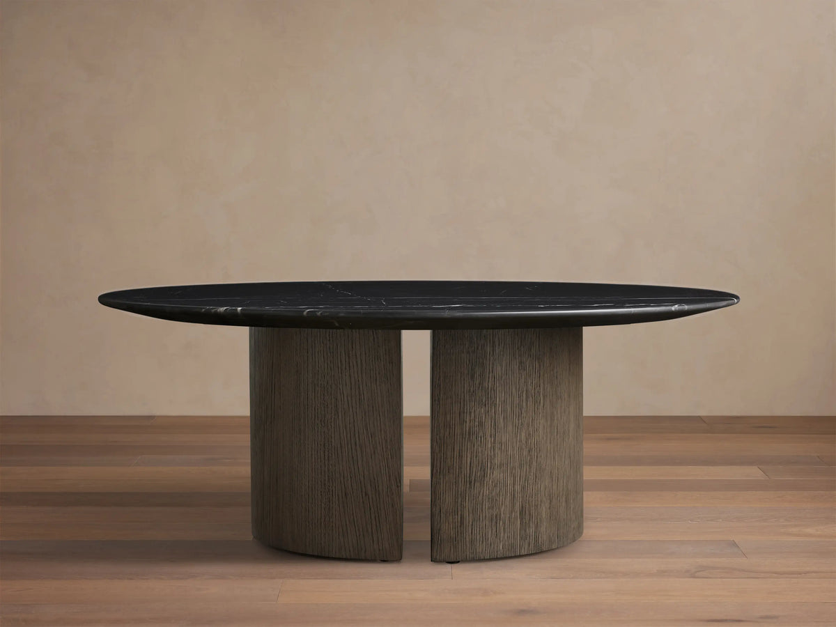 Saint Germain Round Stone Coffee Table with Dauphine Base
