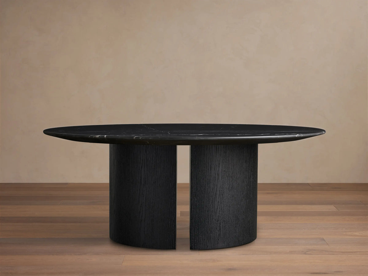 Saint Germain Round Stone Coffee Table with Dauphine Base