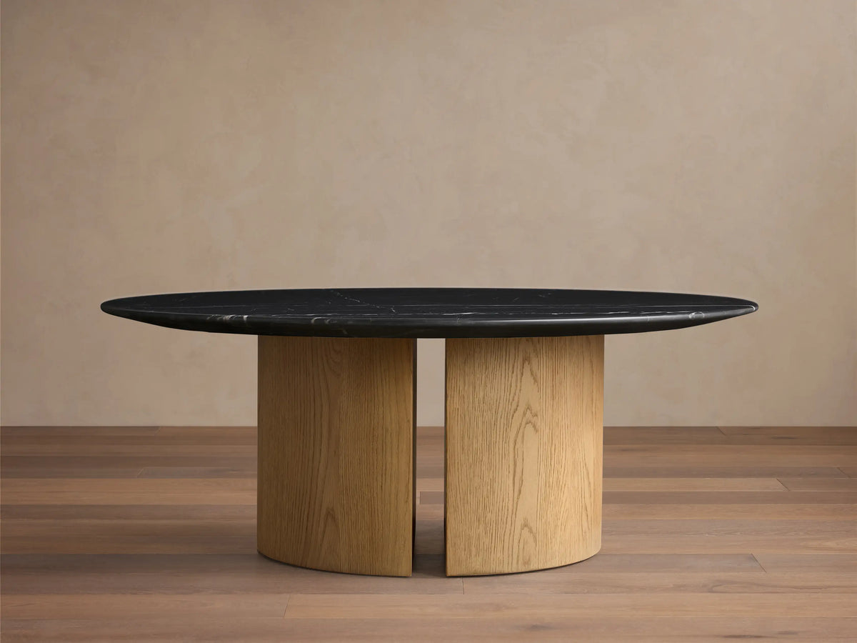 Saint Germain Round Stone Coffee Table with Dauphine Base