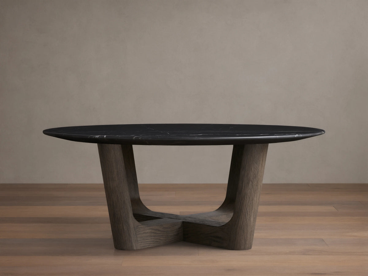 Saint Germain Round Stone Coffee Table with Rennes Base