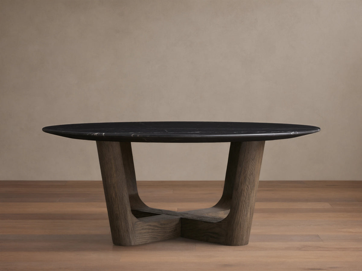 Saint Germain Round Stone Coffee Table with Rennes Base