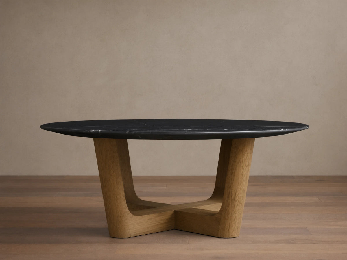 Saint Germain Round Stone Coffee Table with Rennes Base