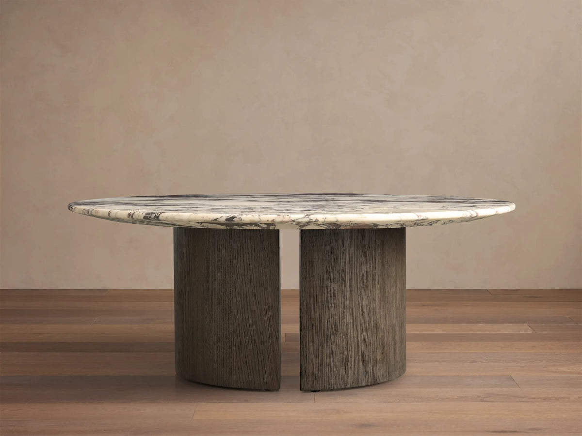 Saint Germain Round Stone Coffee Table with Dauphine Base