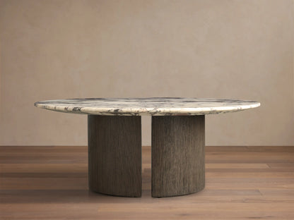 Saint Germain Round Stone Coffee Table with Dauphine Base
