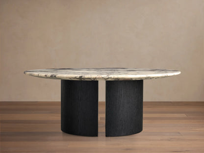 Saint Germain Round Stone Coffee Table with Dauphine Base