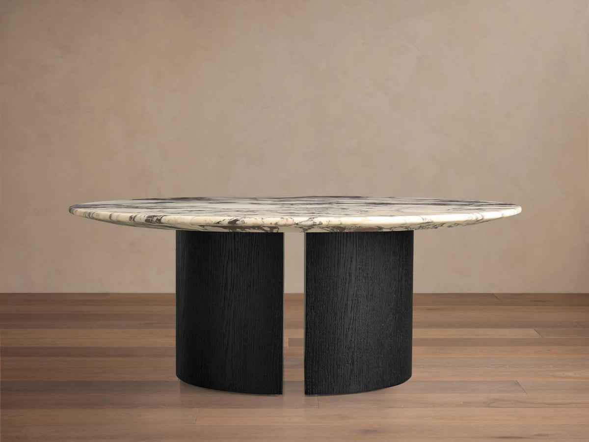 Saint Germain Round Stone Coffee Table with Dauphine Base