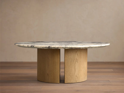 Saint Germain Round Stone Coffee Table with Dauphine Base