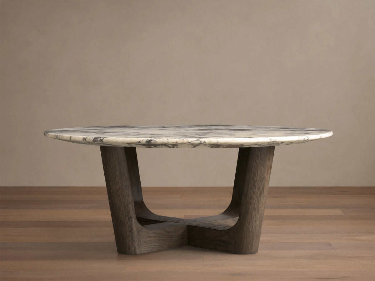 Saint Germain Round Stone Coffee Table with Rennes Base