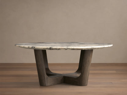 Saint Germain Round Stone Coffee Table with Rennes Base