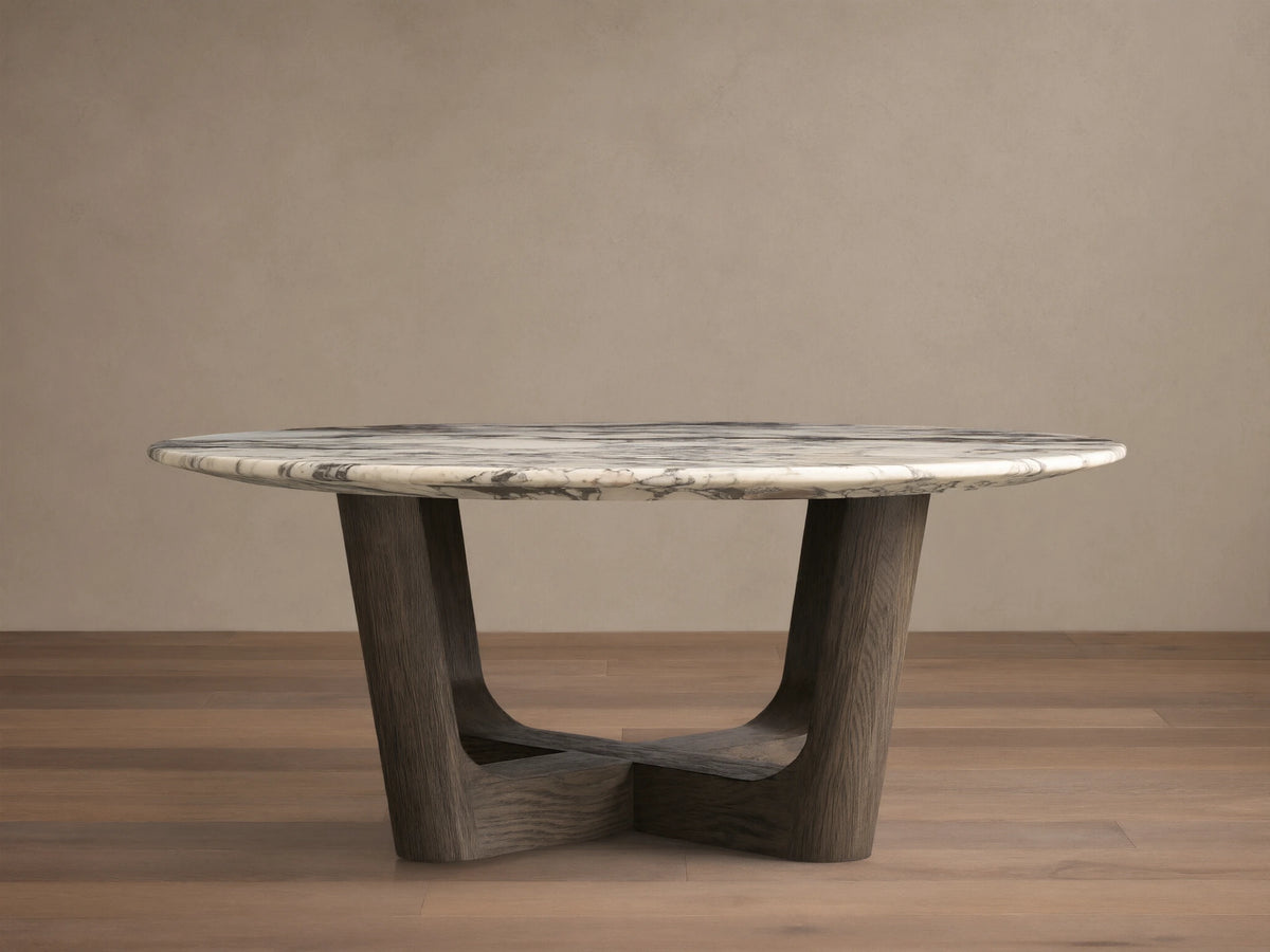 Saint Germain Round Stone Coffee Table with Rennes Base
