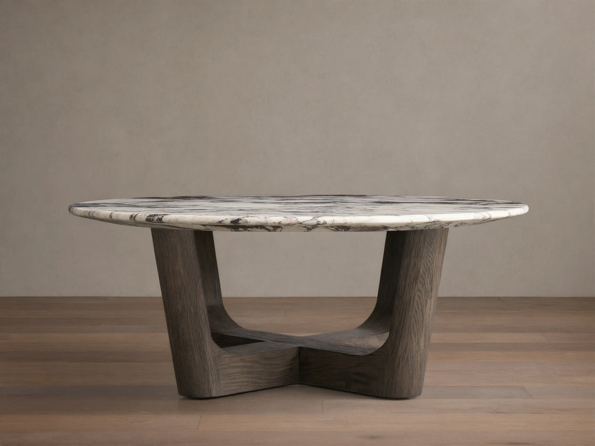 Saint Germain Round Stone Coffee Table with Rennes Base