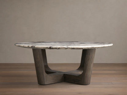 Saint Germain Round Stone Coffee Table with Rennes Base