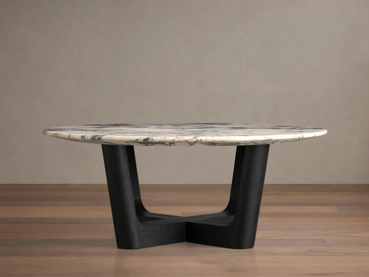 Saint Germain Round Stone Coffee Table with Rennes Base