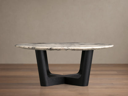Saint Germain Round Stone Coffee Table with Rennes Base