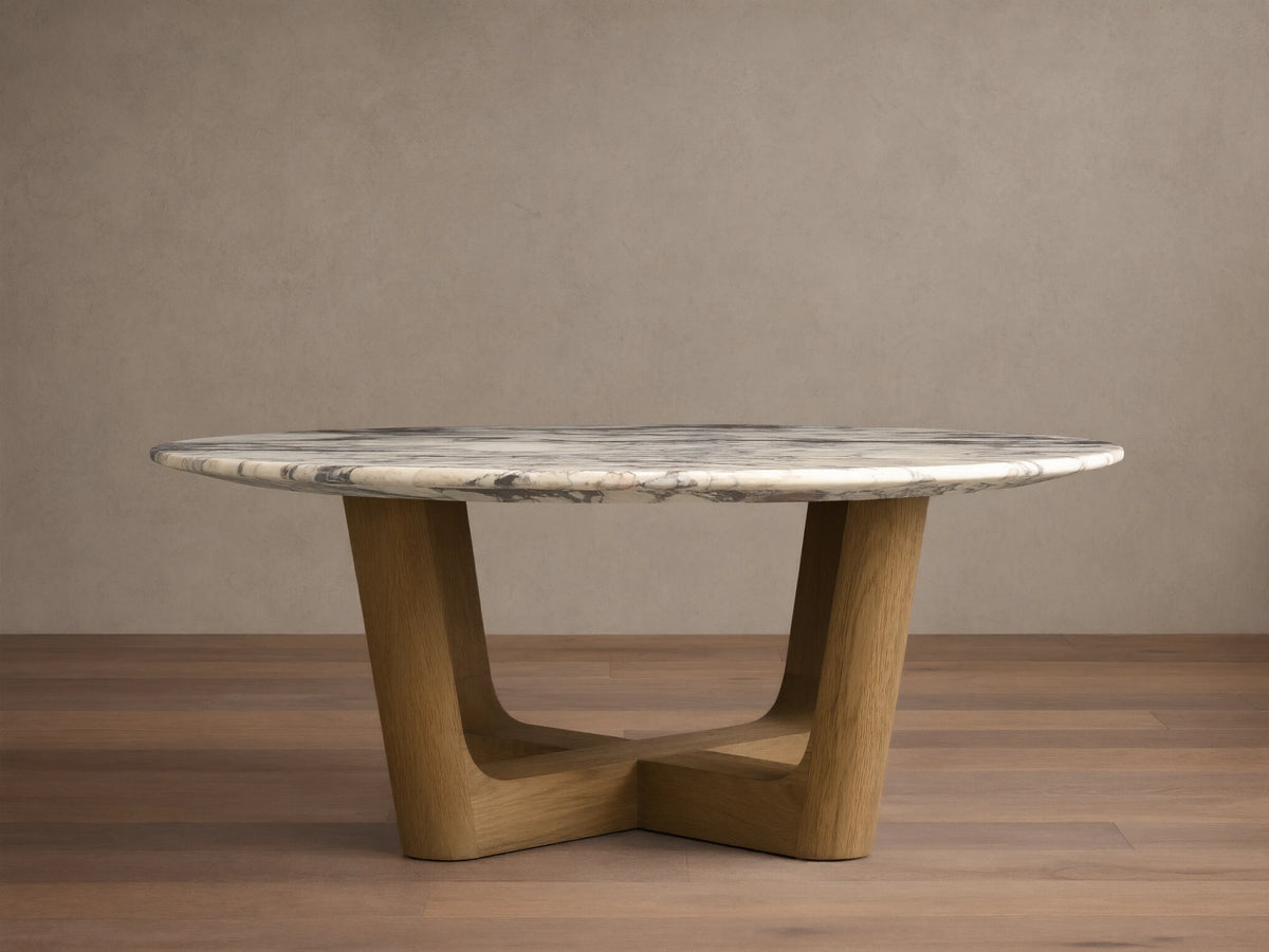 Saint Germain Round Stone Coffee Table with Rennes Base