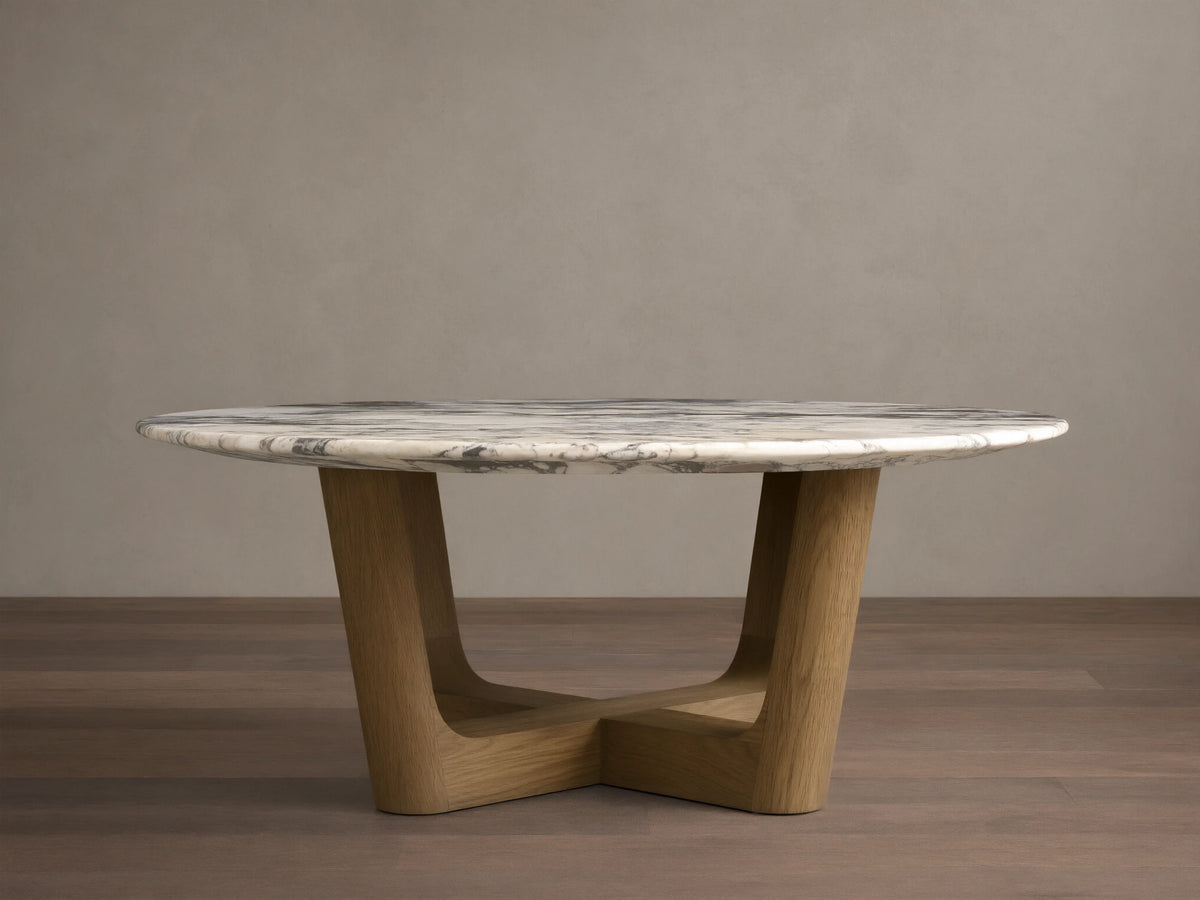 Saint Germain Round Stone Coffee Table with Rennes Base