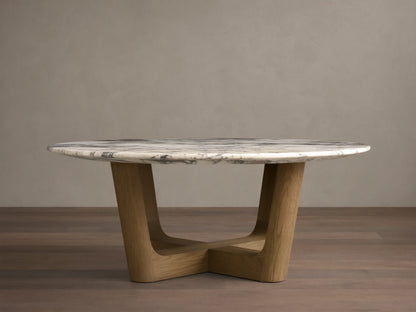 Saint Germain Round Stone Coffee Table with Rennes Base