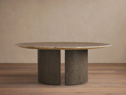 Saint Germain Round Stone Coffee Table with Dauphine Base