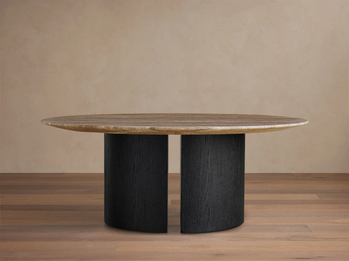 Saint Germain Round Stone Coffee Table with Dauphine Base