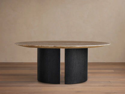 Saint Germain Round Stone Coffee Table with Dauphine Base