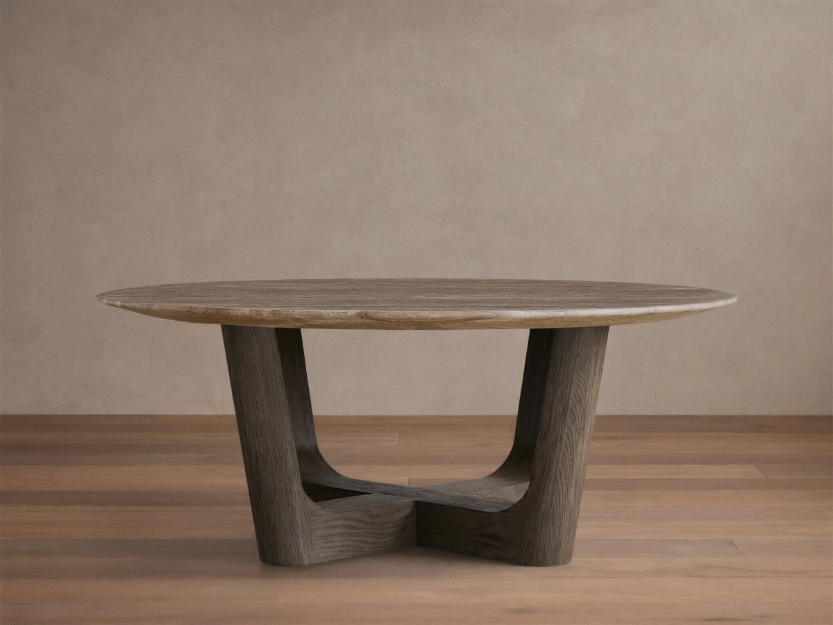 Saint Germain Round Stone Coffee Table with Rennes Base