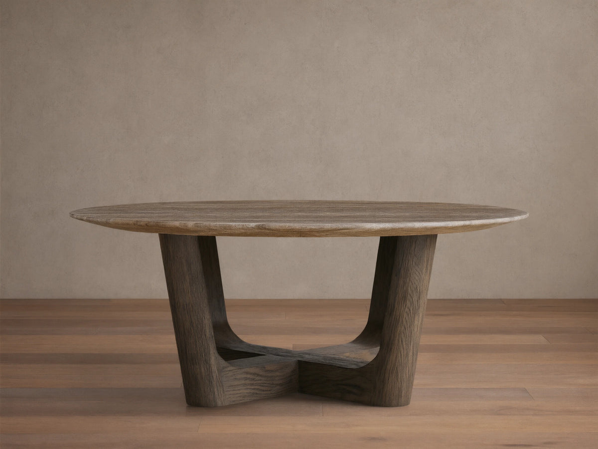 Saint Germain Round Stone Coffee Table with Rennes Base