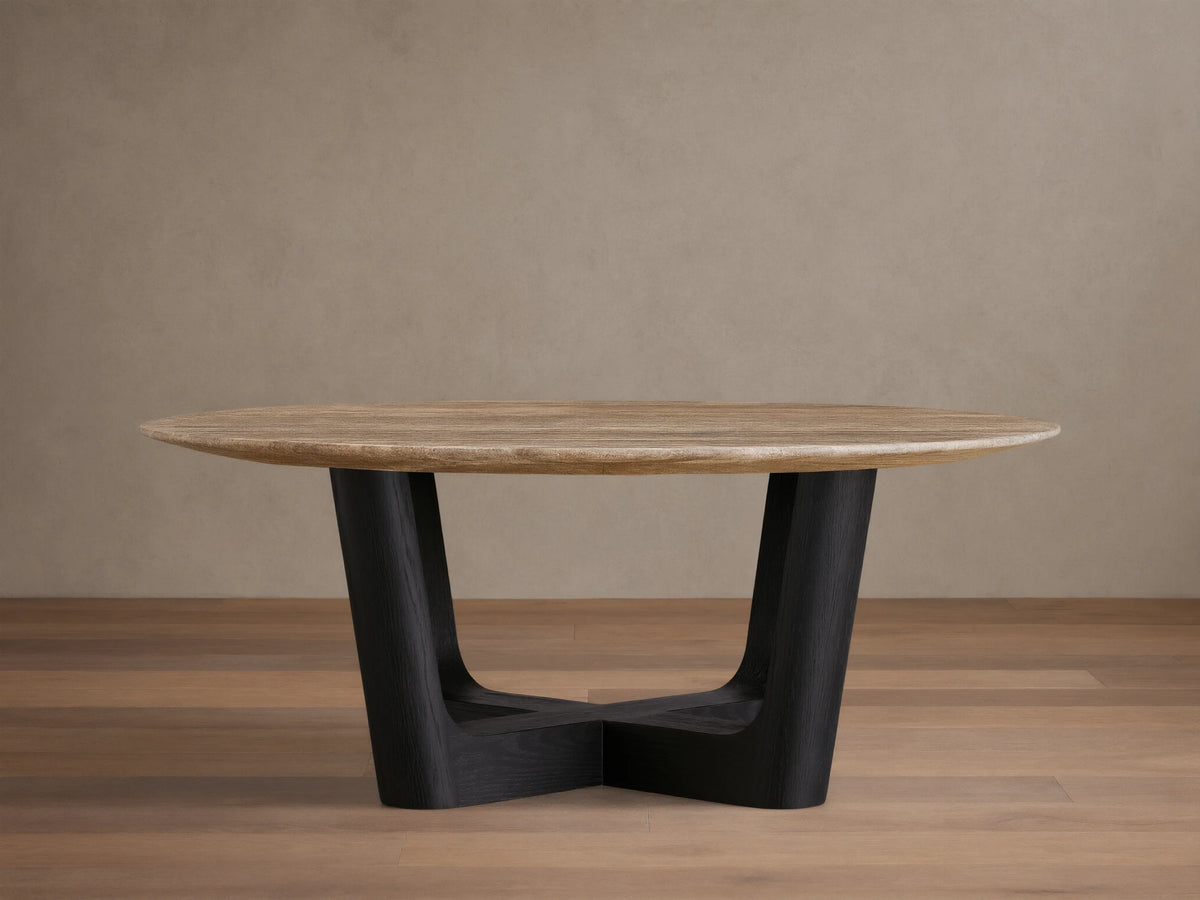 Saint Germain Round Stone Coffee Table with Rennes Base