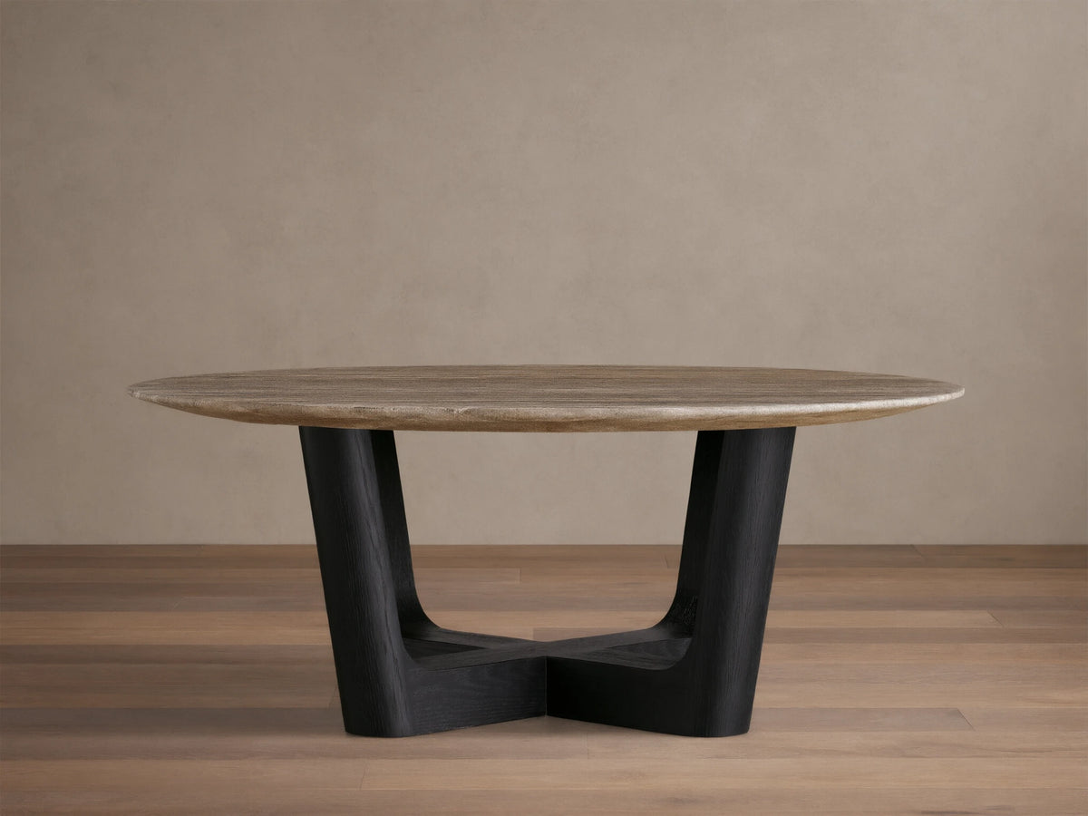 Saint Germain Round Stone Coffee Table with Rennes Base