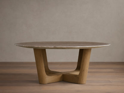 Saint Germain Round Stone Coffee Table with Rennes Base