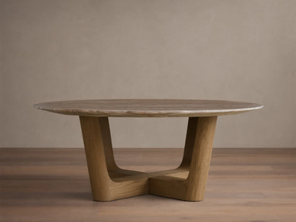 Saint Germain Round Stone Coffee Table with Rennes Base