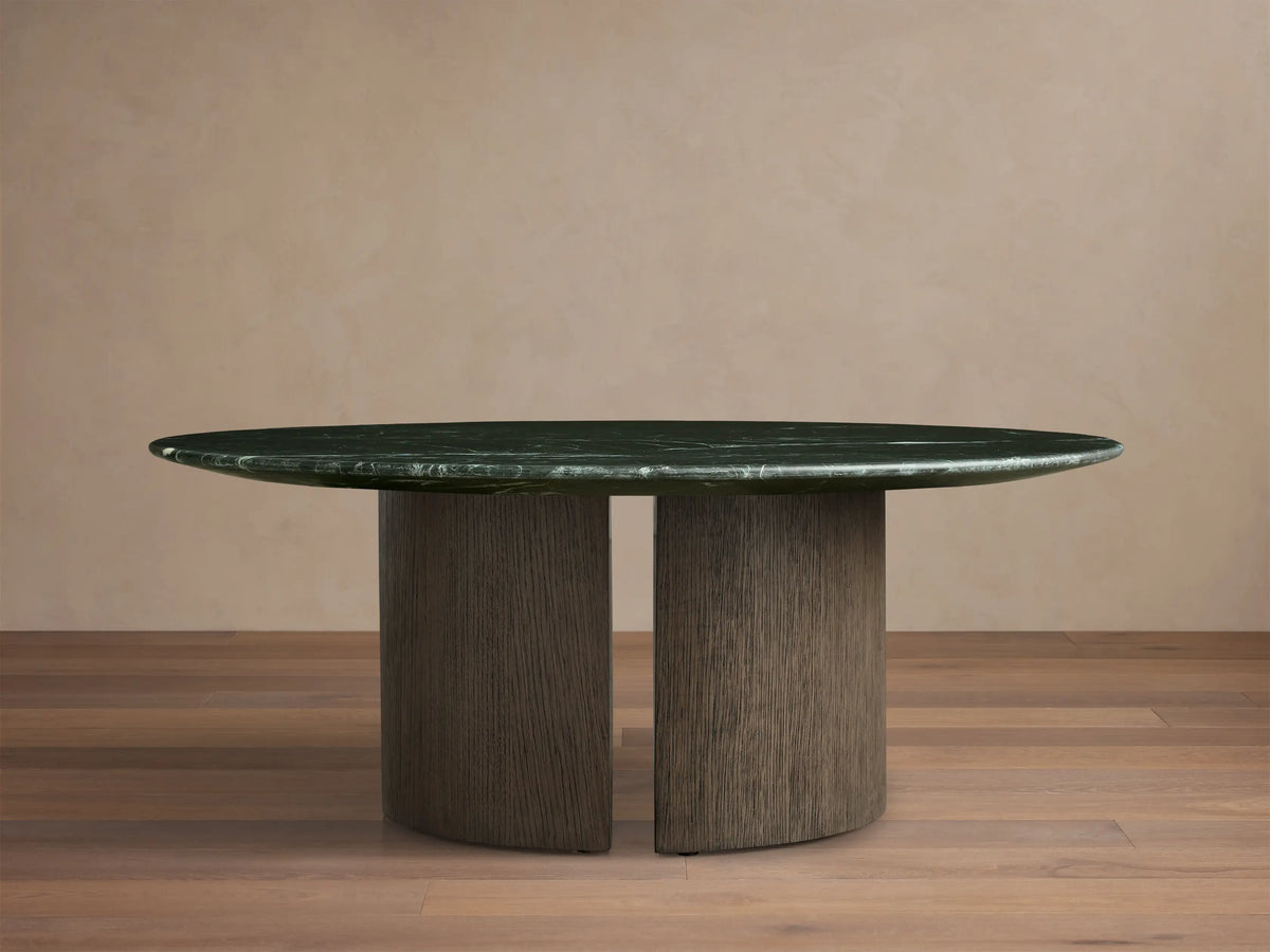 Saint Germain Round Stone Coffee Table with Dauphine Base
