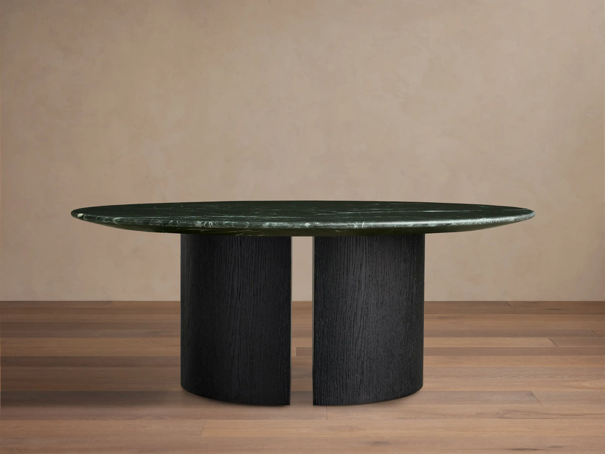 Saint Germain Round Stone Coffee Table with Dauphine Base