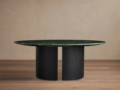 Saint Germain Round Stone Coffee Table with Dauphine Base