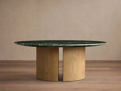 Saint Germain Round Stone Coffee Table with Dauphine Base