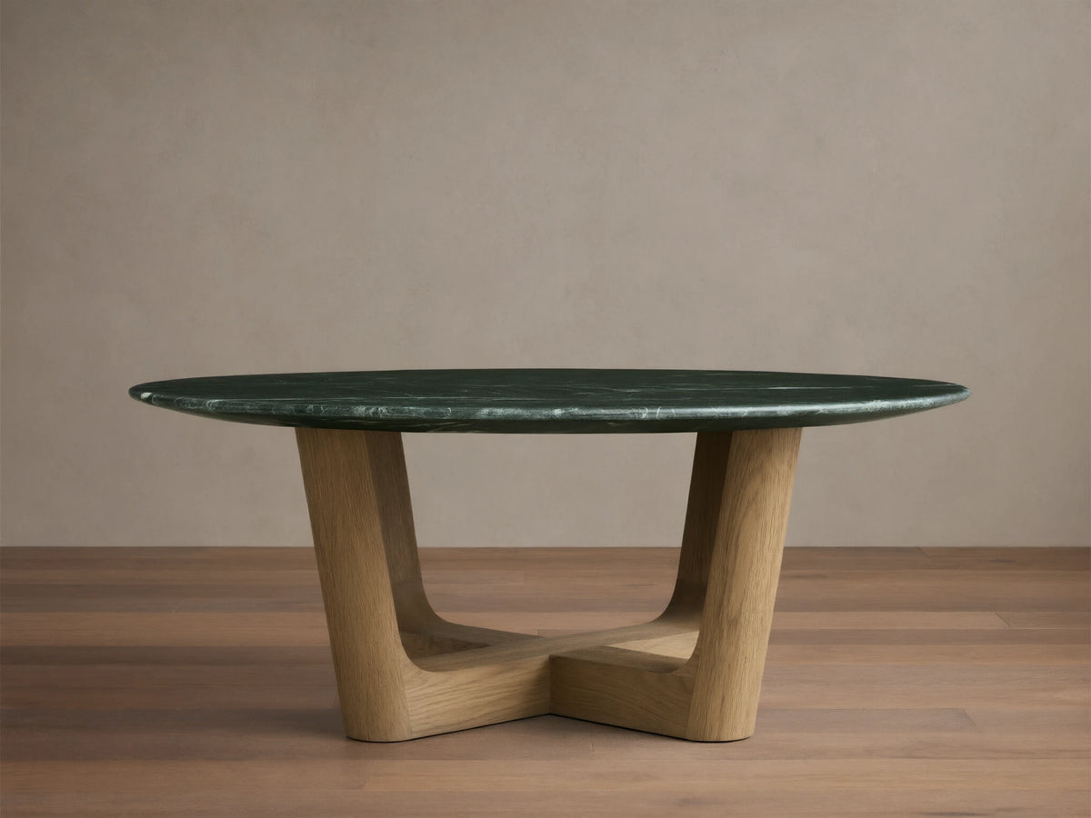 Saint Germain Round Stone Coffee Table with Rennes Base