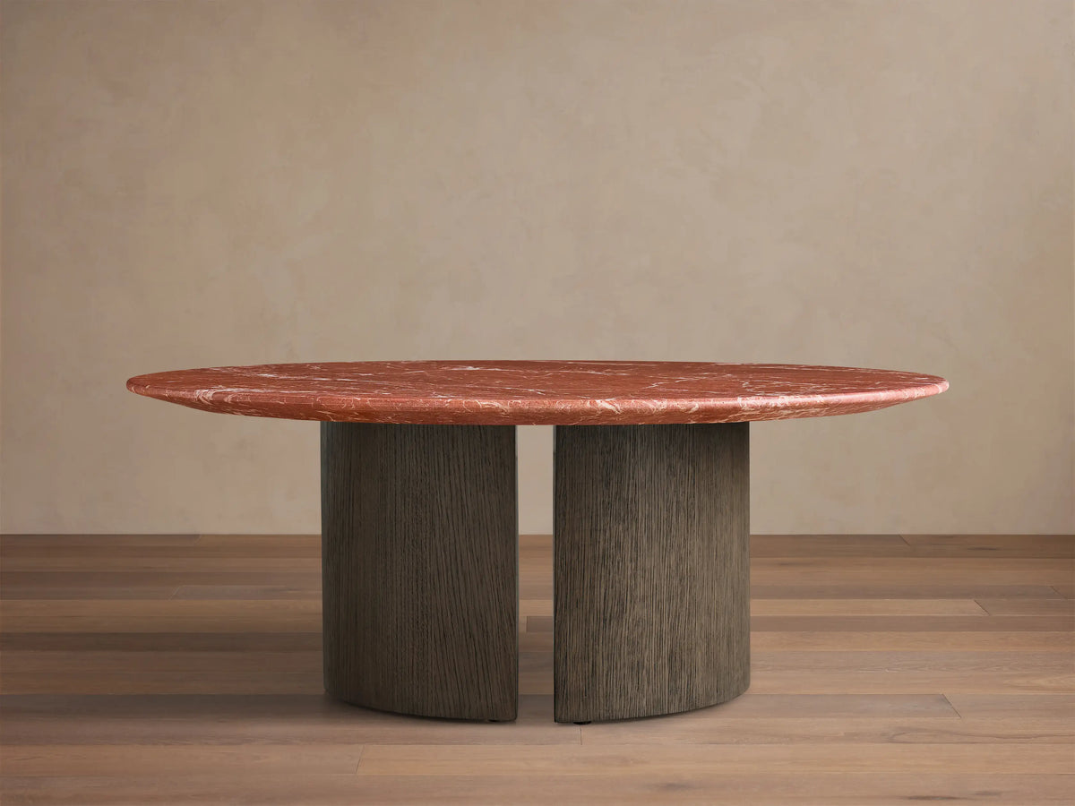 Saint Germain Round Stone Coffee Table with Dauphine Base