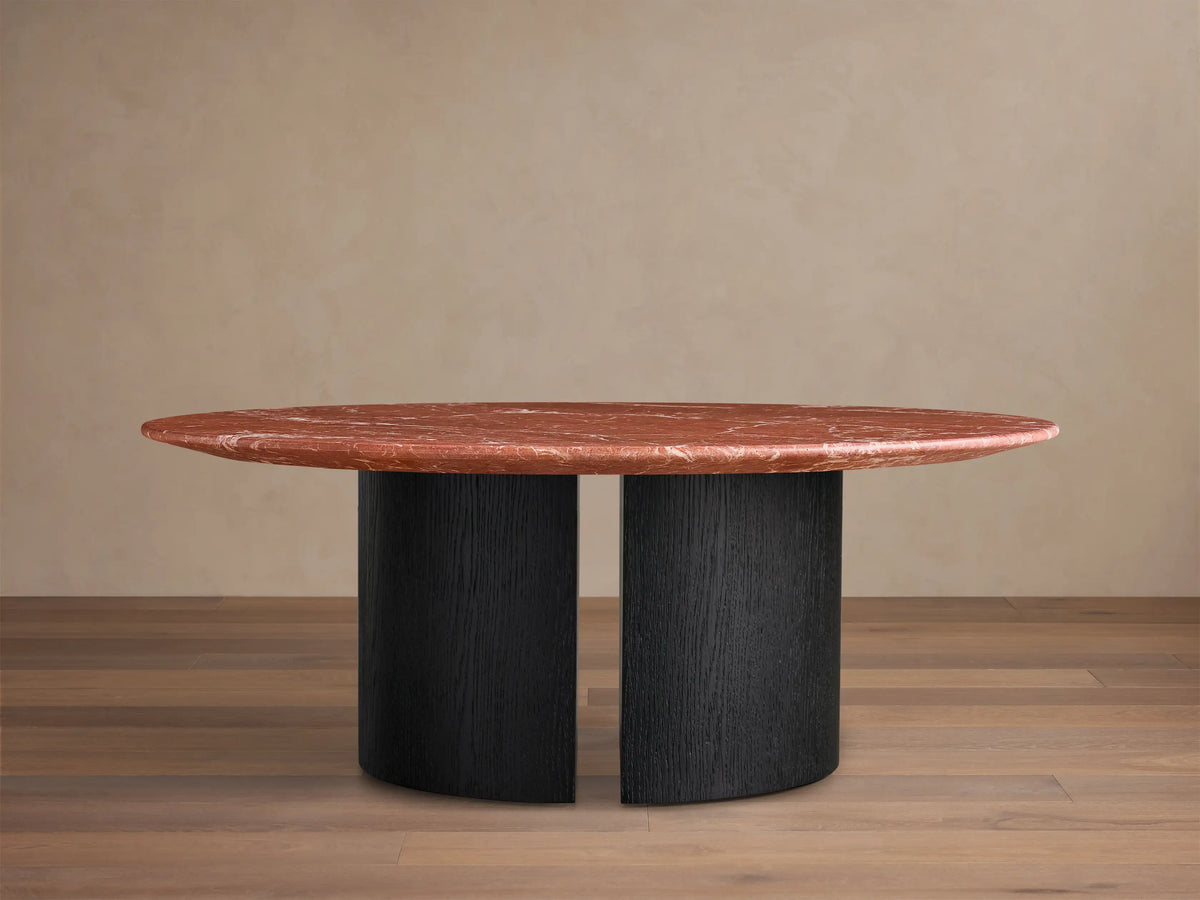 Saint Germain Round Stone Coffee Table with Dauphine Base