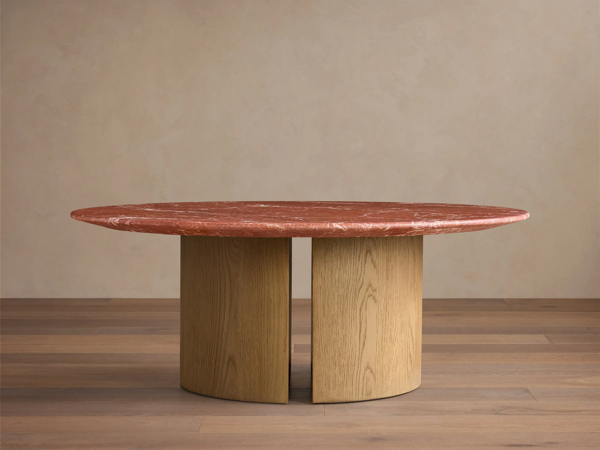 Saint Germain Round Stone Coffee Table with Dauphine Base