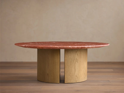 Saint Germain Round Stone Coffee Table with Dauphine Base