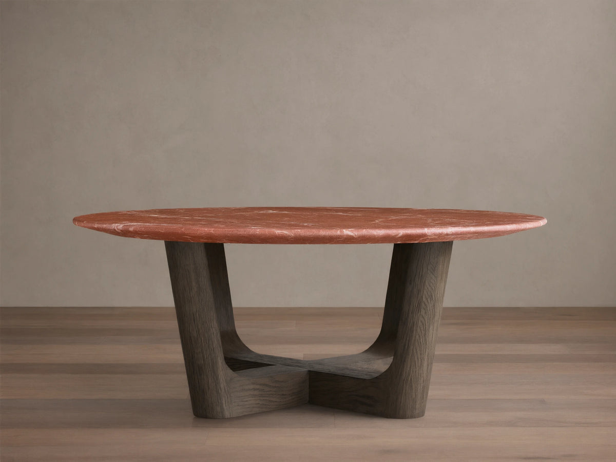 Saint Germain Round Stone Coffee Table with Rennes Base