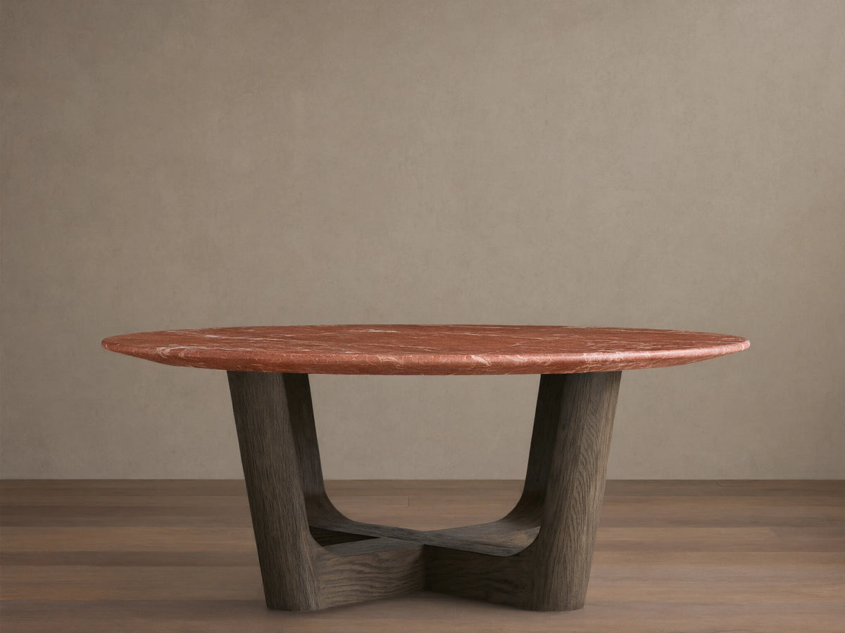 Saint Germain Round Stone Coffee Table with Rennes Base