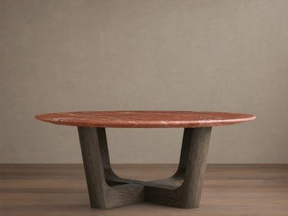 Saint Germain Round Stone Coffee Table with Rennes Base