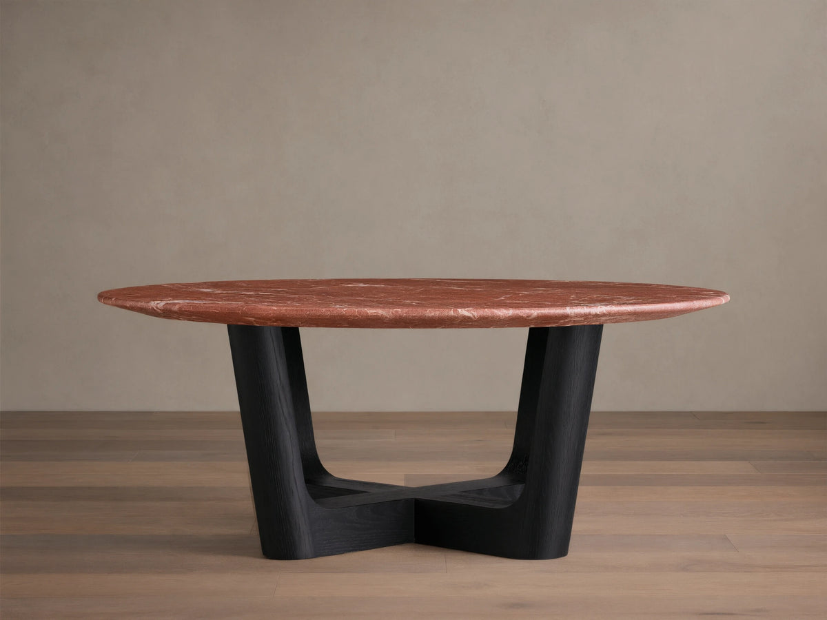 Saint Germain Round Stone Coffee Table with Rennes Base