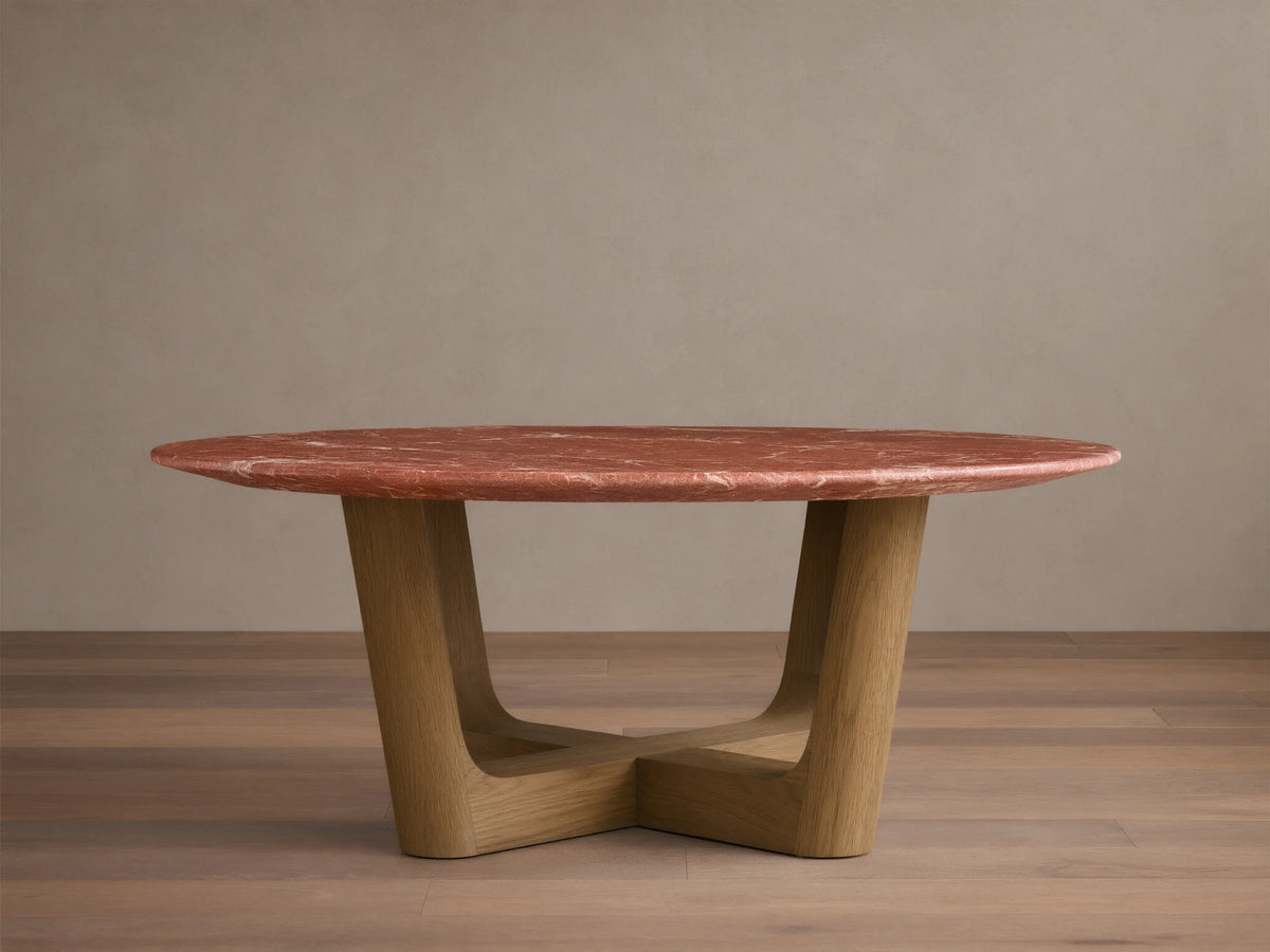 Saint Germain Round Stone Coffee Table with Rennes Base