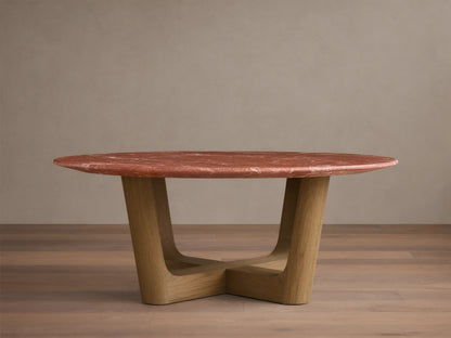 Saint Germain Round Stone Coffee Table with Rennes Base