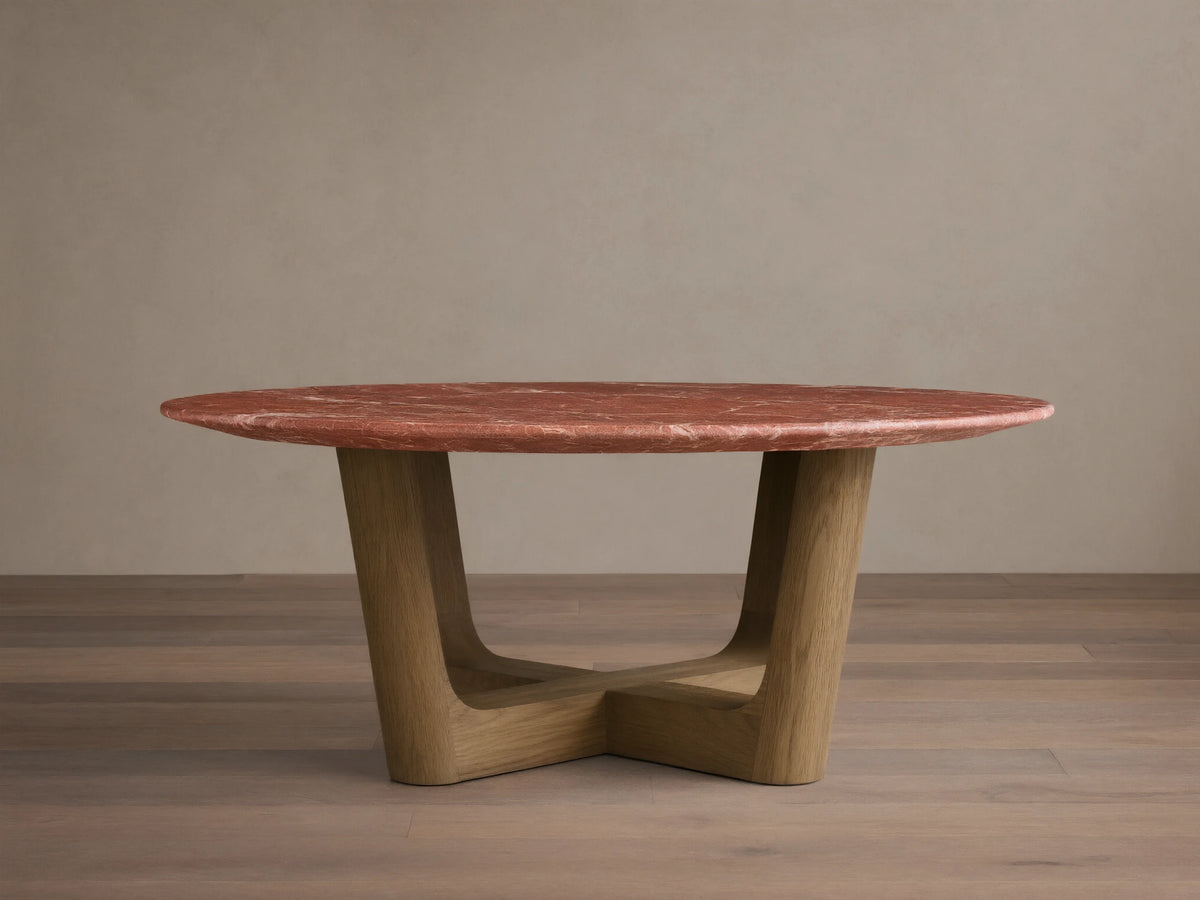 Saint Germain Round Stone Coffee Table with Rennes Base