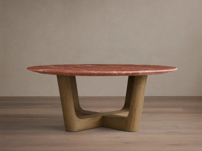 Saint Germain Round Stone Coffee Table with Rennes Base